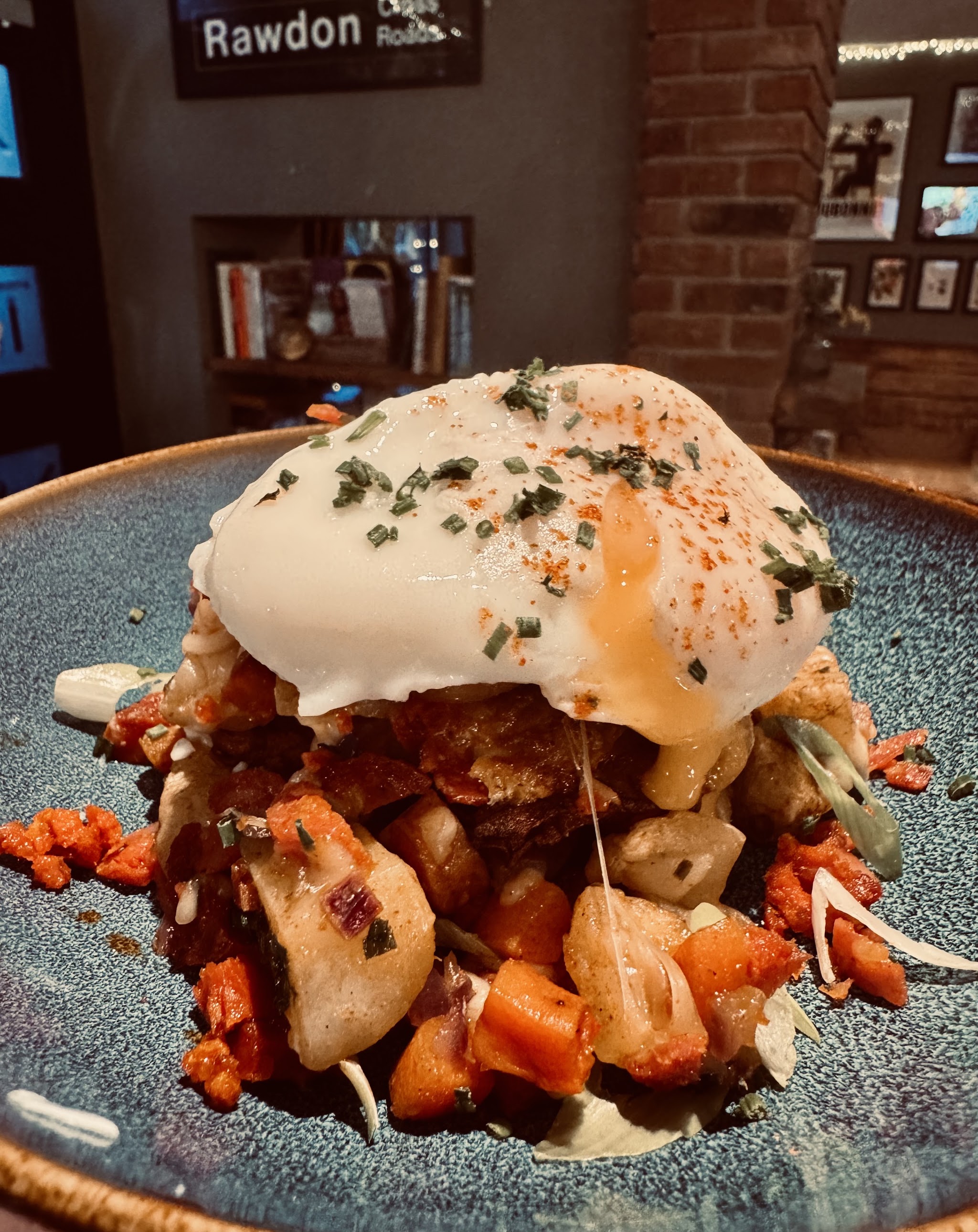 A brunch plate served inside The Tash Bar and Eatery